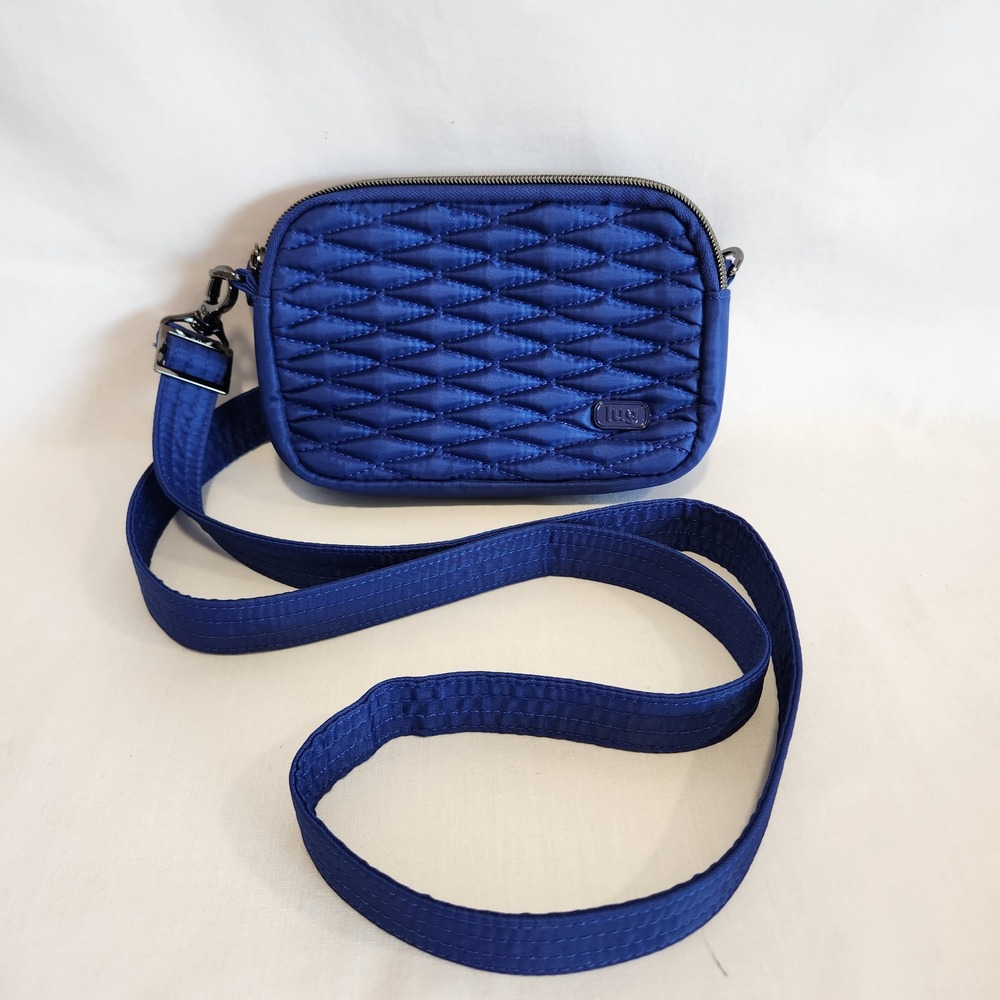 Lug Coupe Blue Quilted Convertible Crossbody Belt‎ Bag Adjustable Strap 1514-A